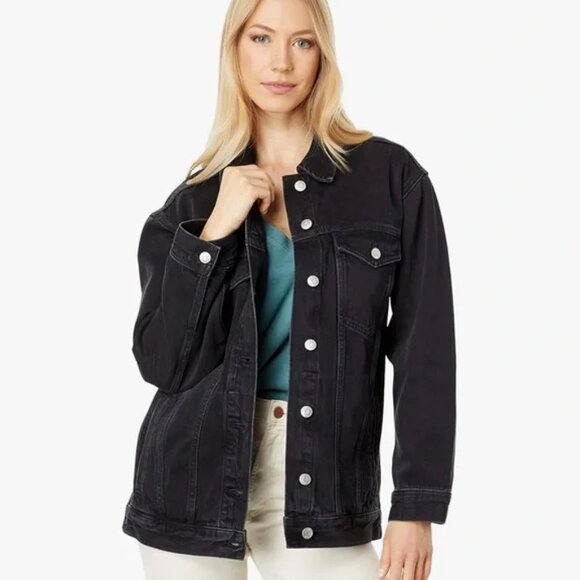 NWT Madewell Women's Oversized Trucker Jean Jacket, Washed Black, Small - Picture 3 of 3